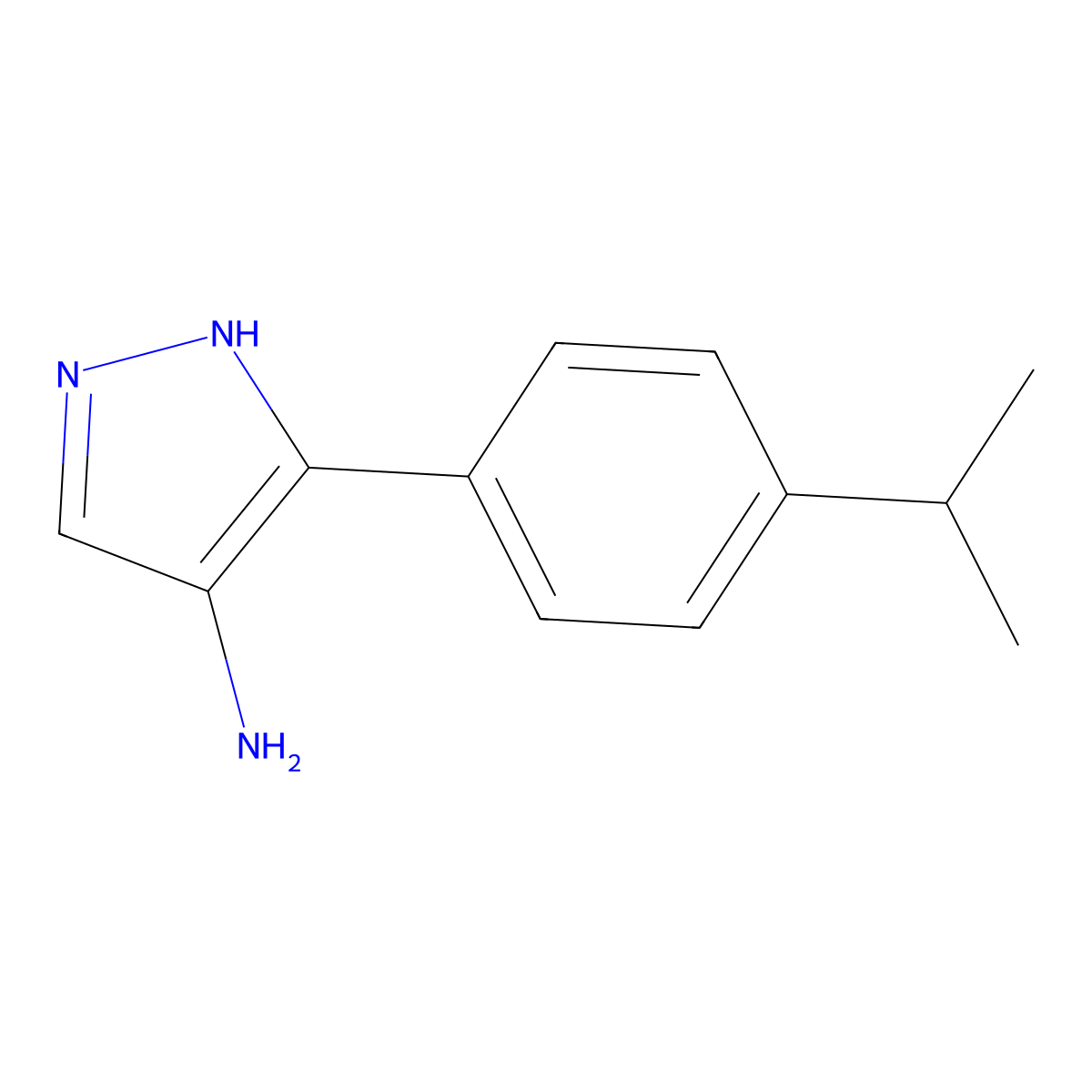 5-[4-(propan-2-yl)phenyl]-1H-pyrazol-4-amine molecular structure, CAS 1248398-36-8