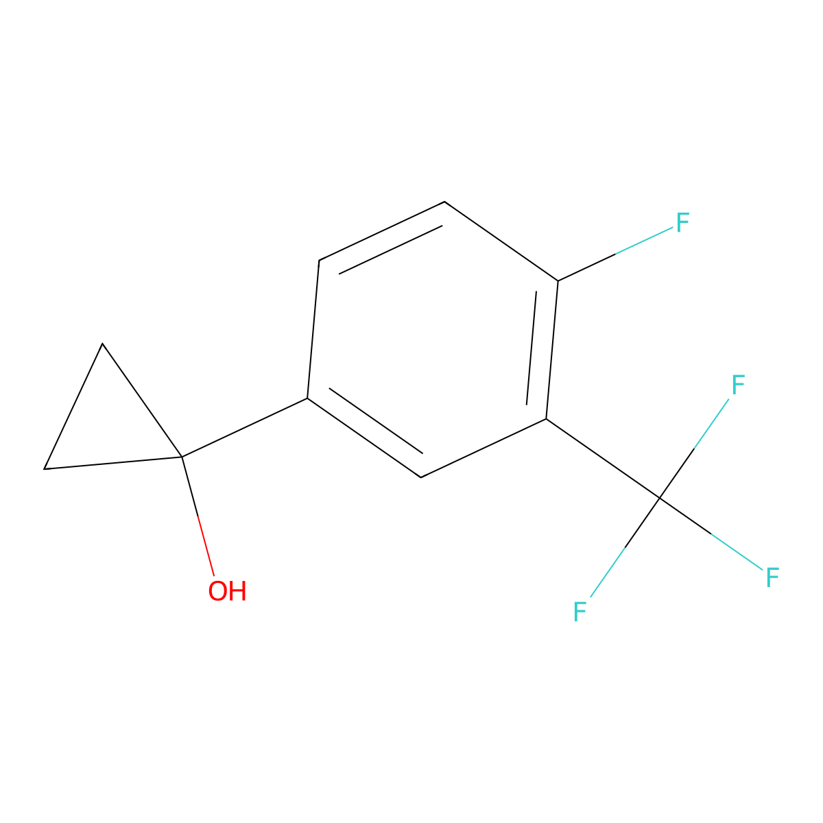 1-[4-Fluoro-3-(trifluoromethyl)phenyl]cyclopropan-1-ol molecular structure, CAS 1248403-65-7