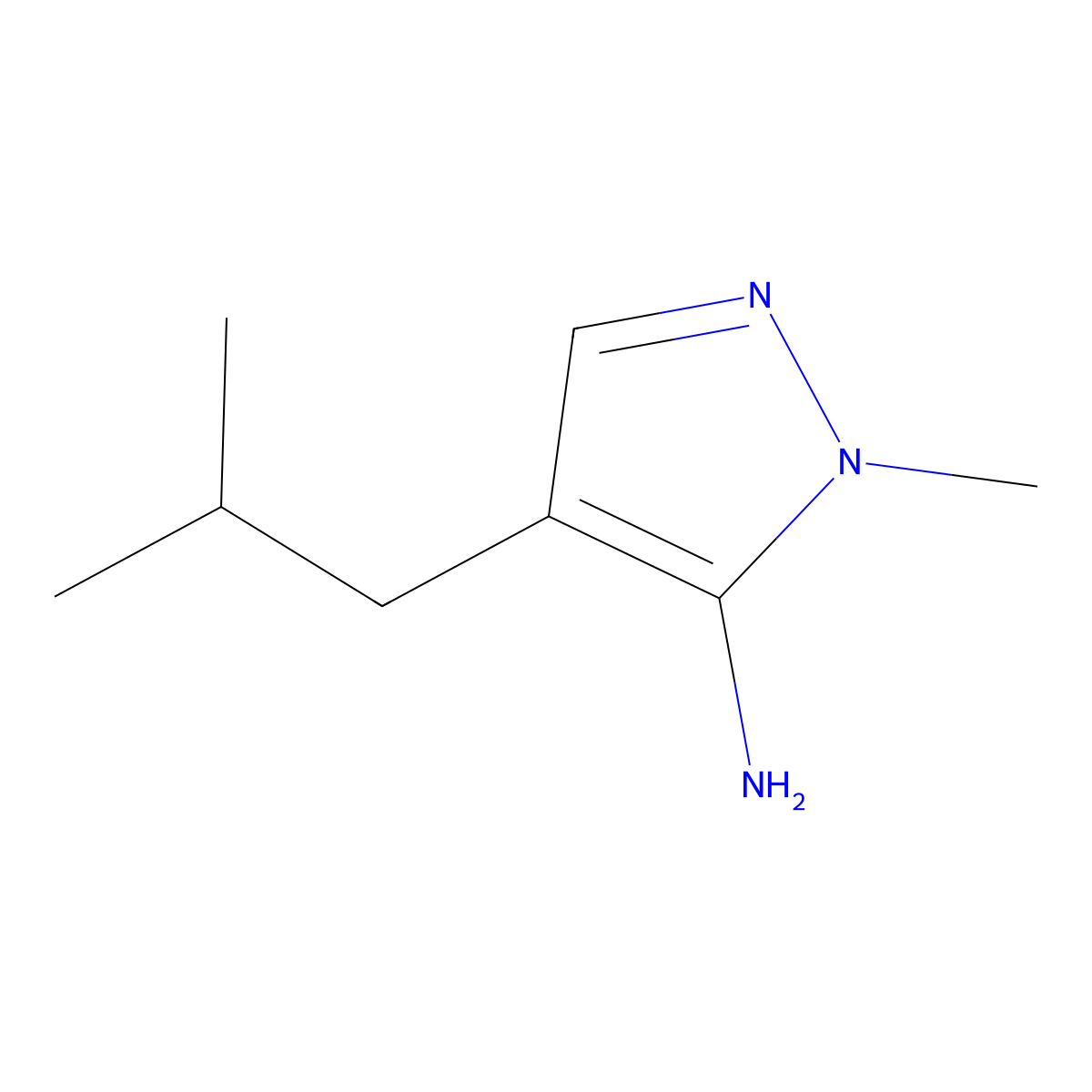 1-methyl-4-(2-methylpropyl)-1H-pyrazol-5-amine molecular structure, CAS 1248406-17-8