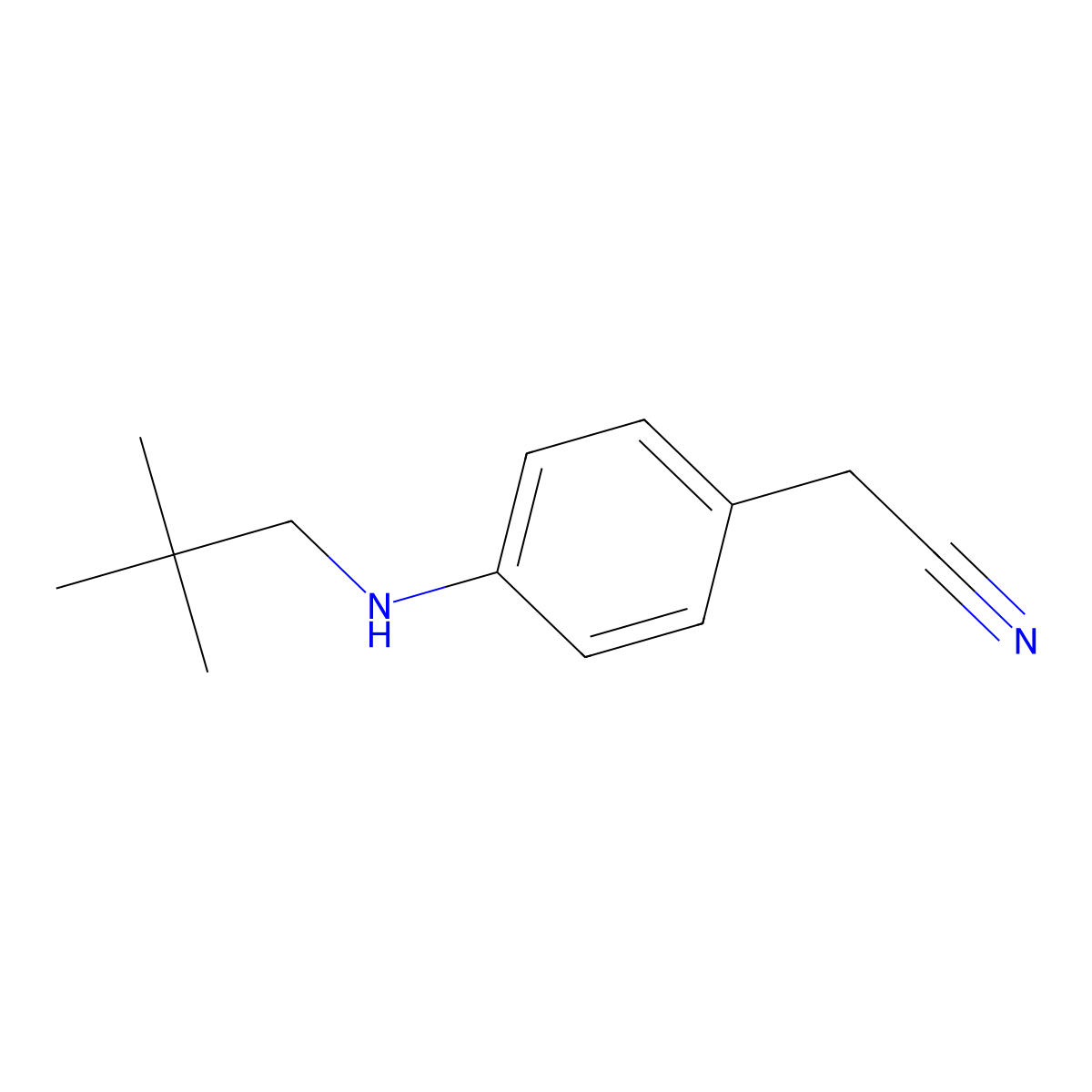 2-{4-[(2,2-Dimethylpropyl)amino]phenyl}acetonitrile molecular structure, CAS 1248406-65-6
