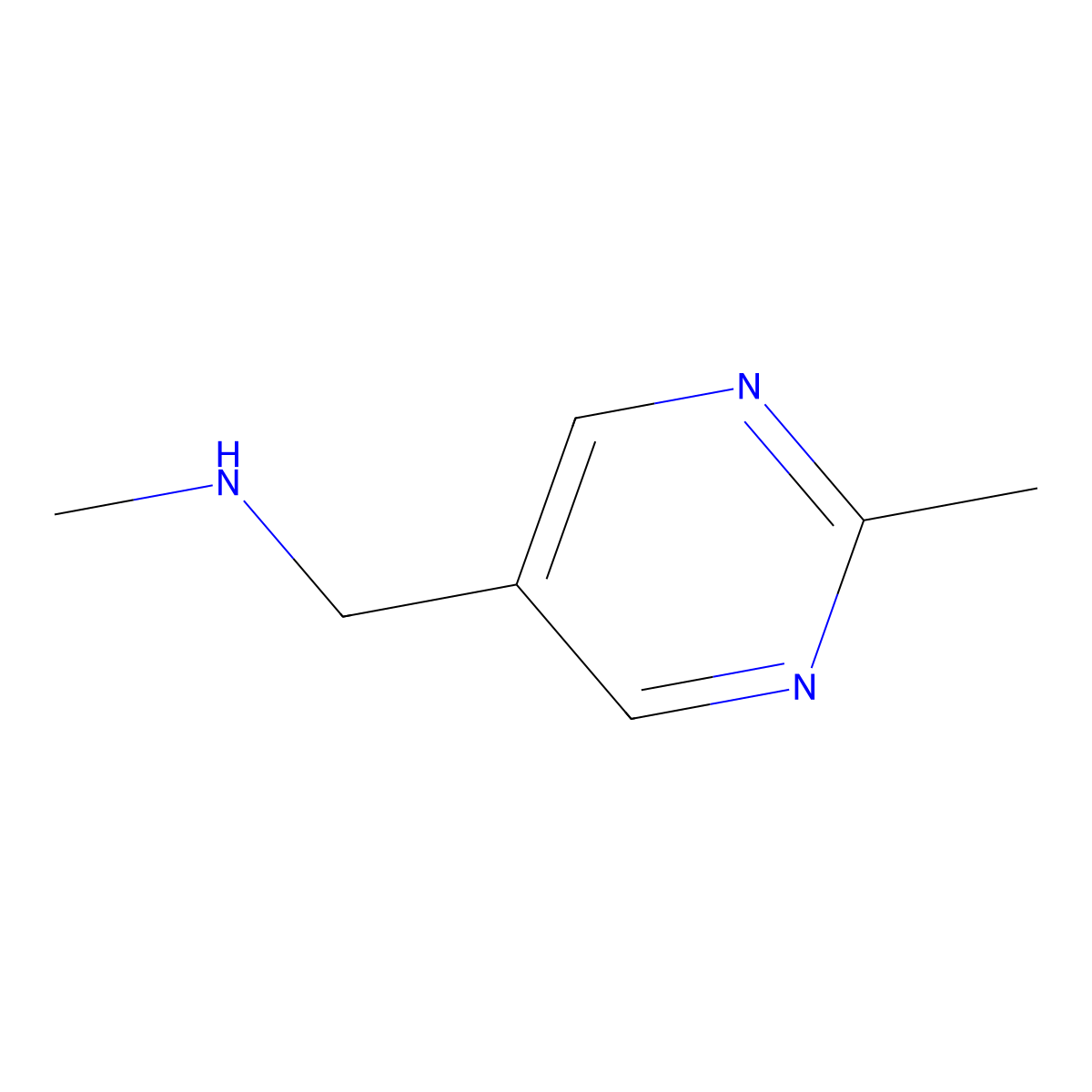 N-Methyl-1-(2-methylpyrimidin-5-yl)methanamine molecular structure, CAS 1248406-79-2
