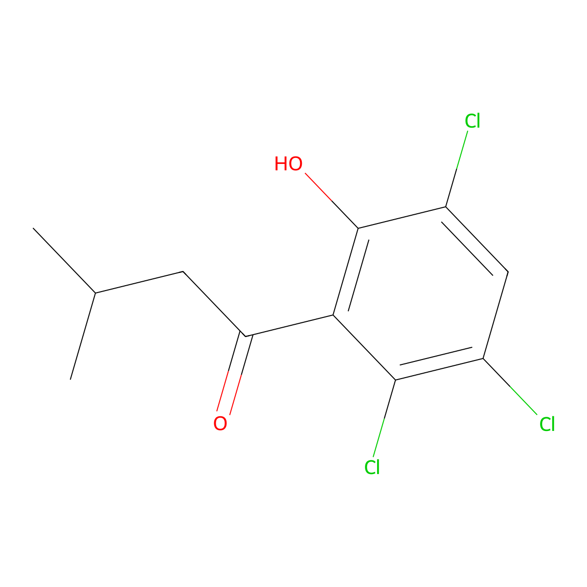 3-Methyl-1-(2,3,5-trichloro-6-hydroxyphenyl)butan-1-one molecular structure, CAS 1248407-77-3