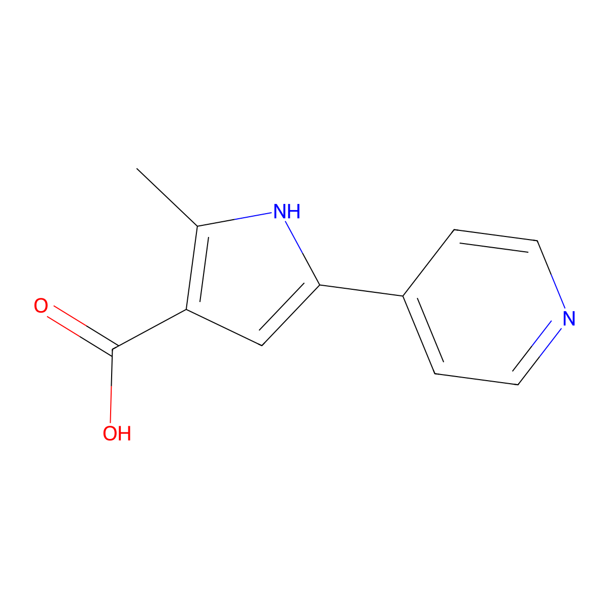 2-Methyl-5-(pyridin-4-yl)-1H-pyrrole-3-carboxylic acid molecular structure, CAS 1248408-55-0