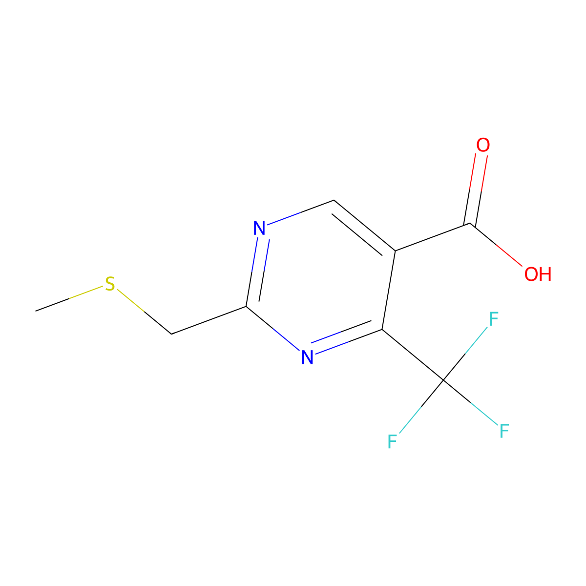 2-((Methylthio)methyl)-4-(trifluoromethyl)pyrimidine-5-carboxylic acid molecular structure, CAS 1248413-11-7