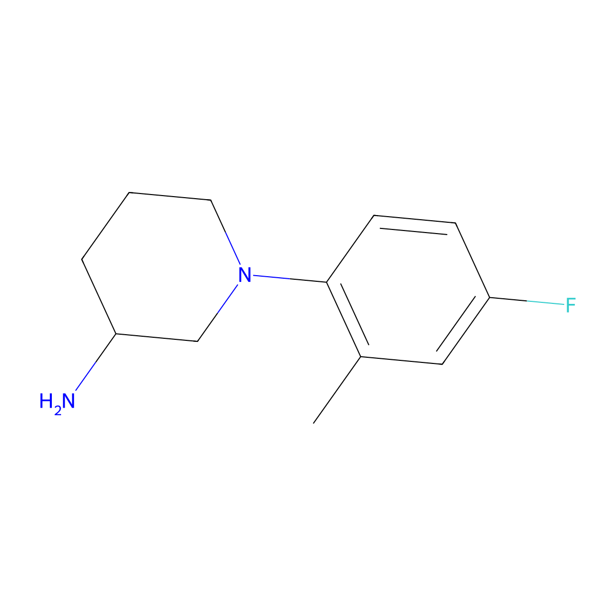 1-(4-Fluoro-2-methylphenyl)piperidin-3-amine molecular structure, CAS 1248415-53-3