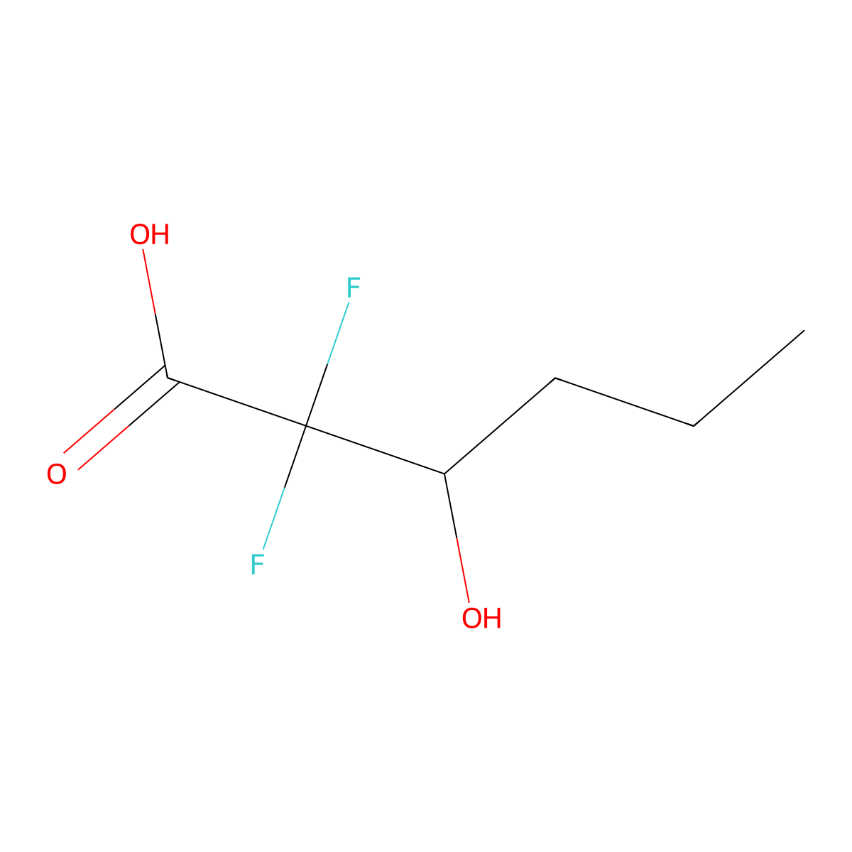 2,2-Difluoro-3-hydroxyhexanoic acid molecular structure, CAS 1248415-95-3