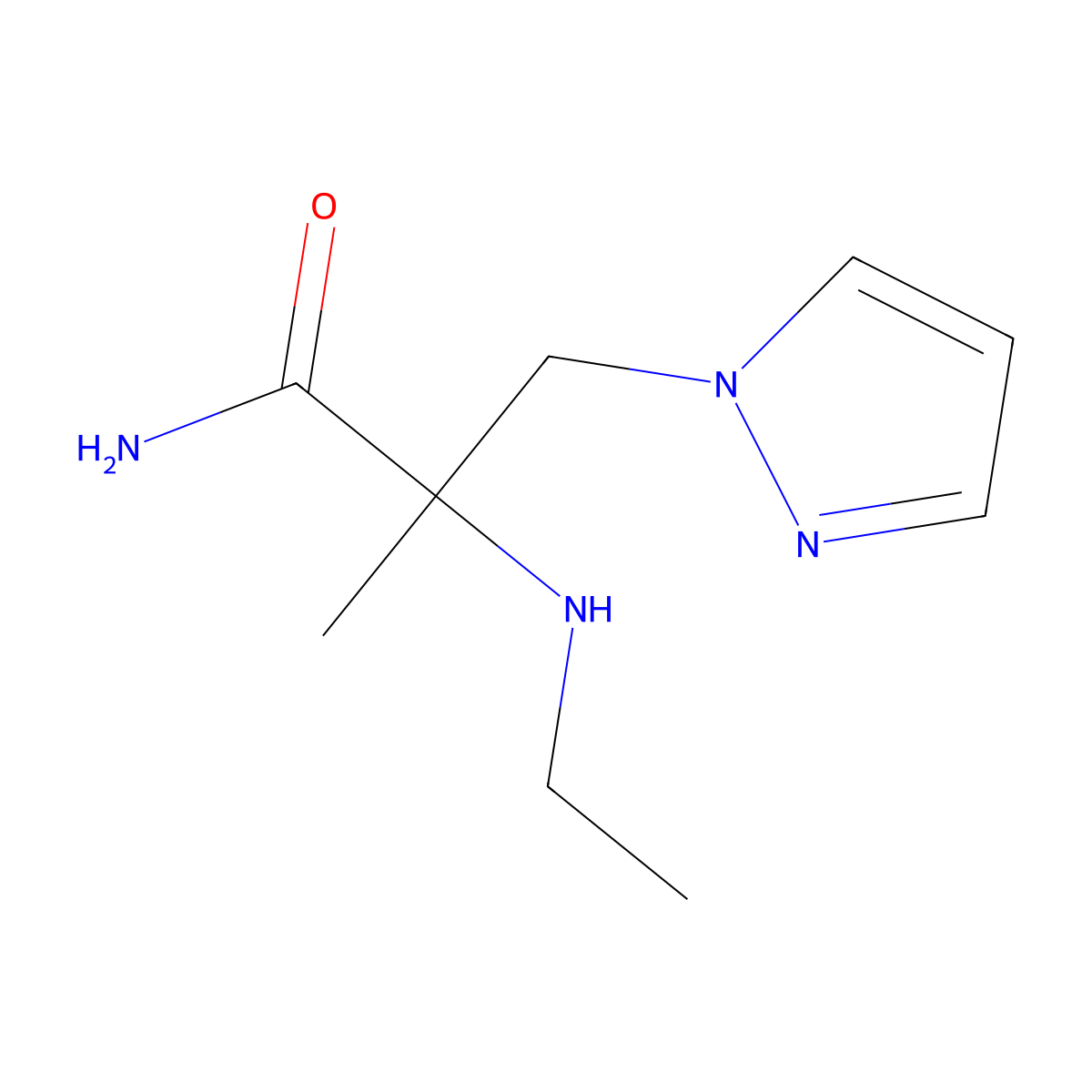2-(Ethylamino)-2-methyl-3-(1h-pyrazol-1-yl)propanamide molecular structure, CAS 1248421-16-0