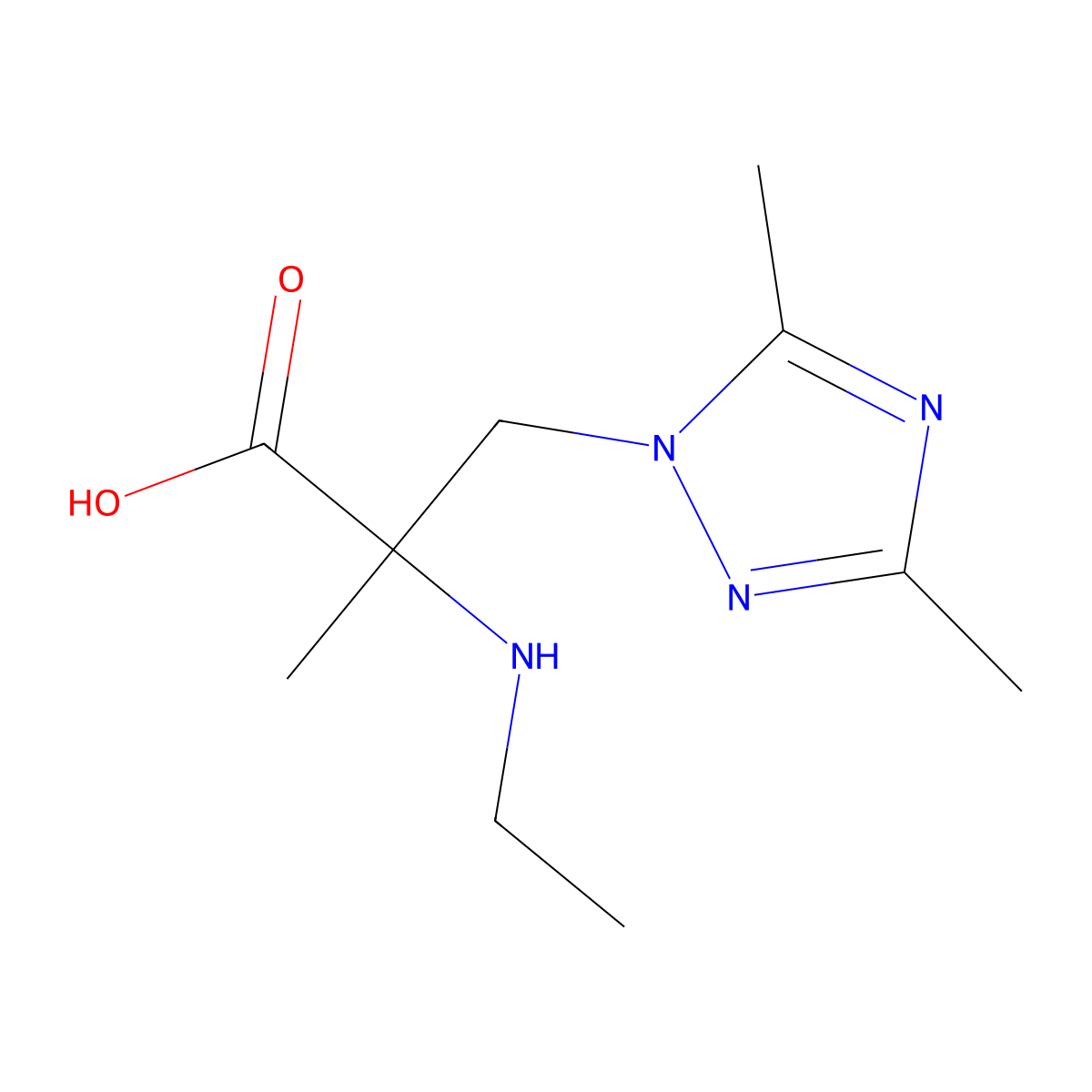 3-(dimethyl-1H-1,2,4-triazol-1-yl)-2-(ethylamino)-2-methylpropanoic acid molecular structure, CAS 1248428-27-4