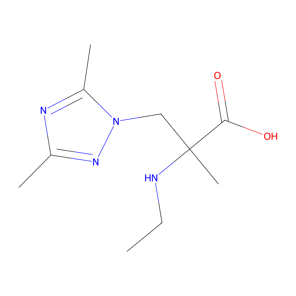 3-(dimethyl-1H-1,2,4-triazol-1-yl)-2-(ethylamino)-2-methylpropanoic acid molecular structure, CAS 1248428-27-4
