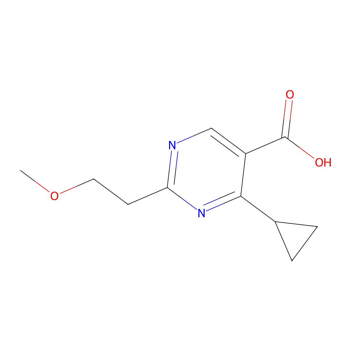 4-Cyclopropyl-2-(2-methoxyethyl)pyrimidine-5-carboxylic acid molecular structure, CAS 1248433-72-8