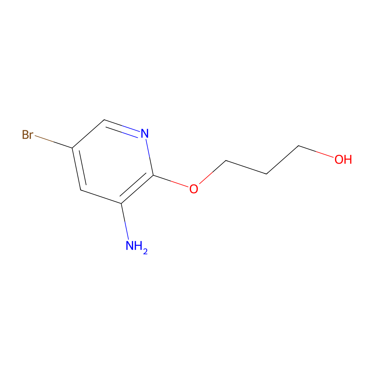3-[(3-Amino-5-bromopyridin-2-yl)oxy]propan-1-ol molecular structure, CAS 1248434-48-1