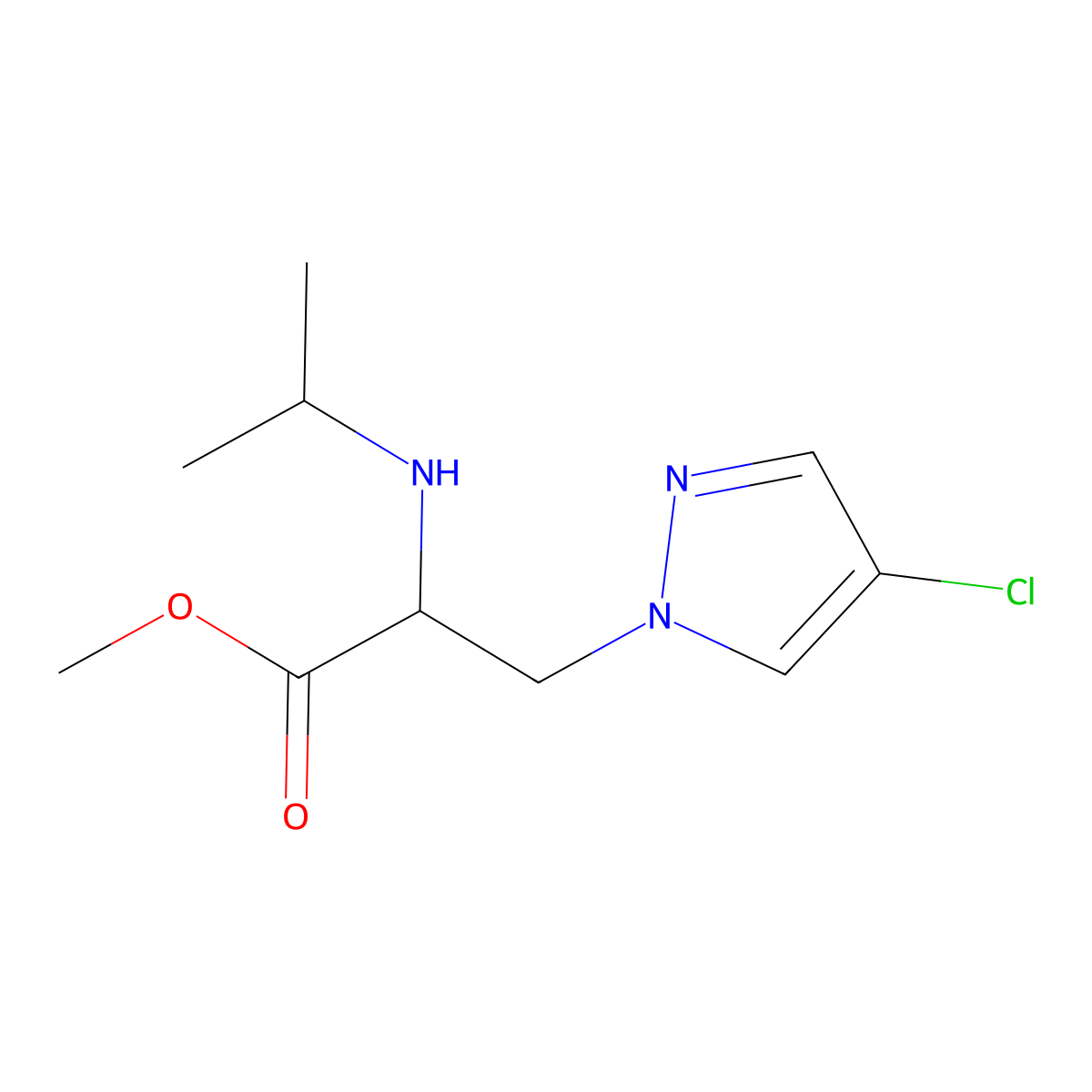 methyl 3-(4-chloro-1H-pyrazol-1-yl)-2-[(propan-2-yl)amino]propanoate molecular structure, CAS 1248441-54-4