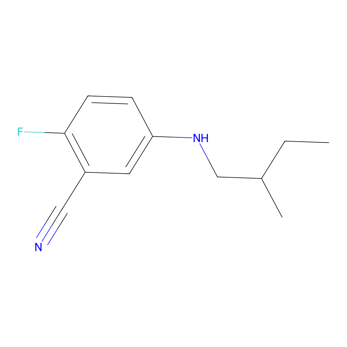 2-Fluoro-5-[(2-methylbutyl)amino]benzonitrile molecular structure, CAS 1248442-31-0