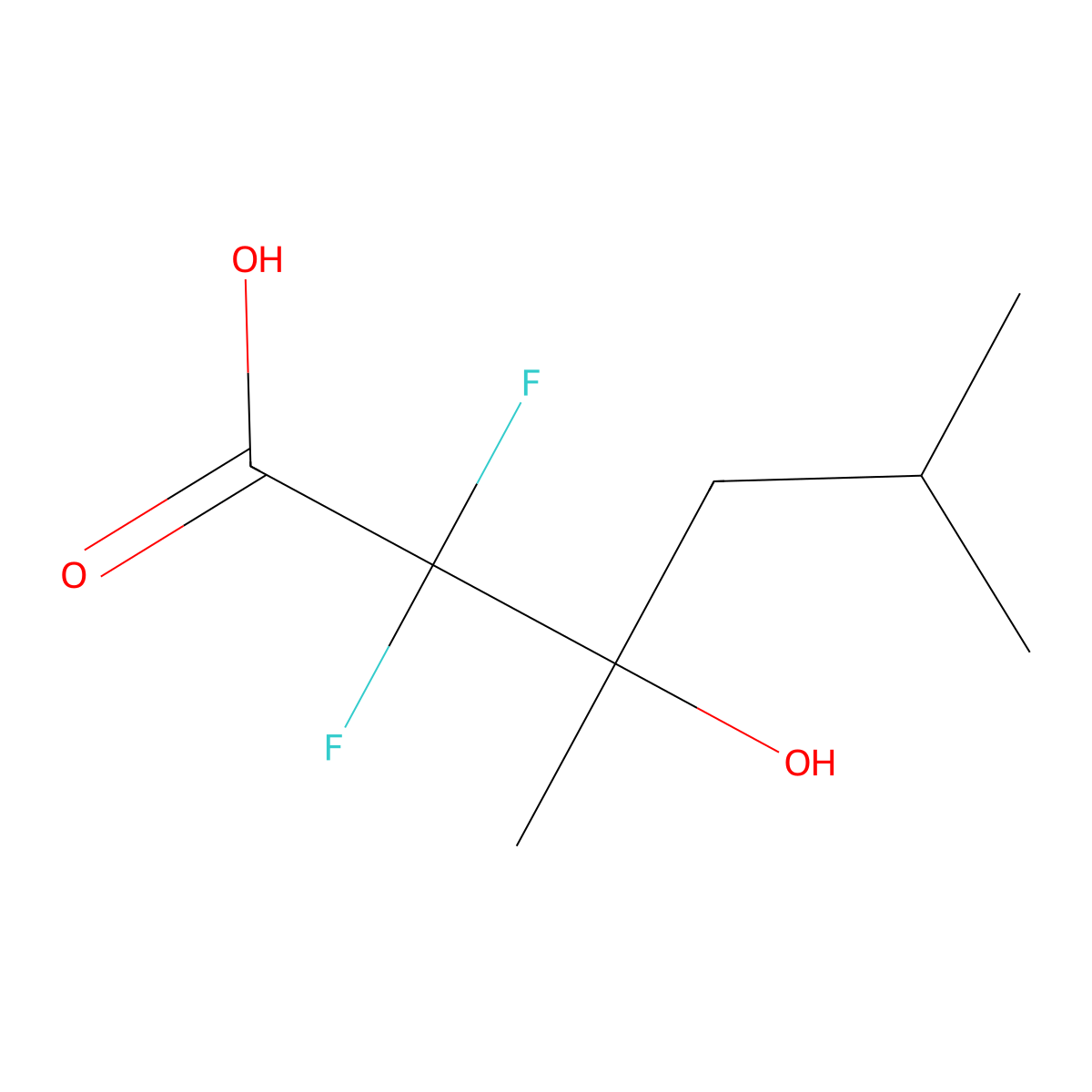 2,2-Difluoro-3-hydroxy-3,5-dimethylhexanoic acid molecular structure, CAS 1248448-97-6