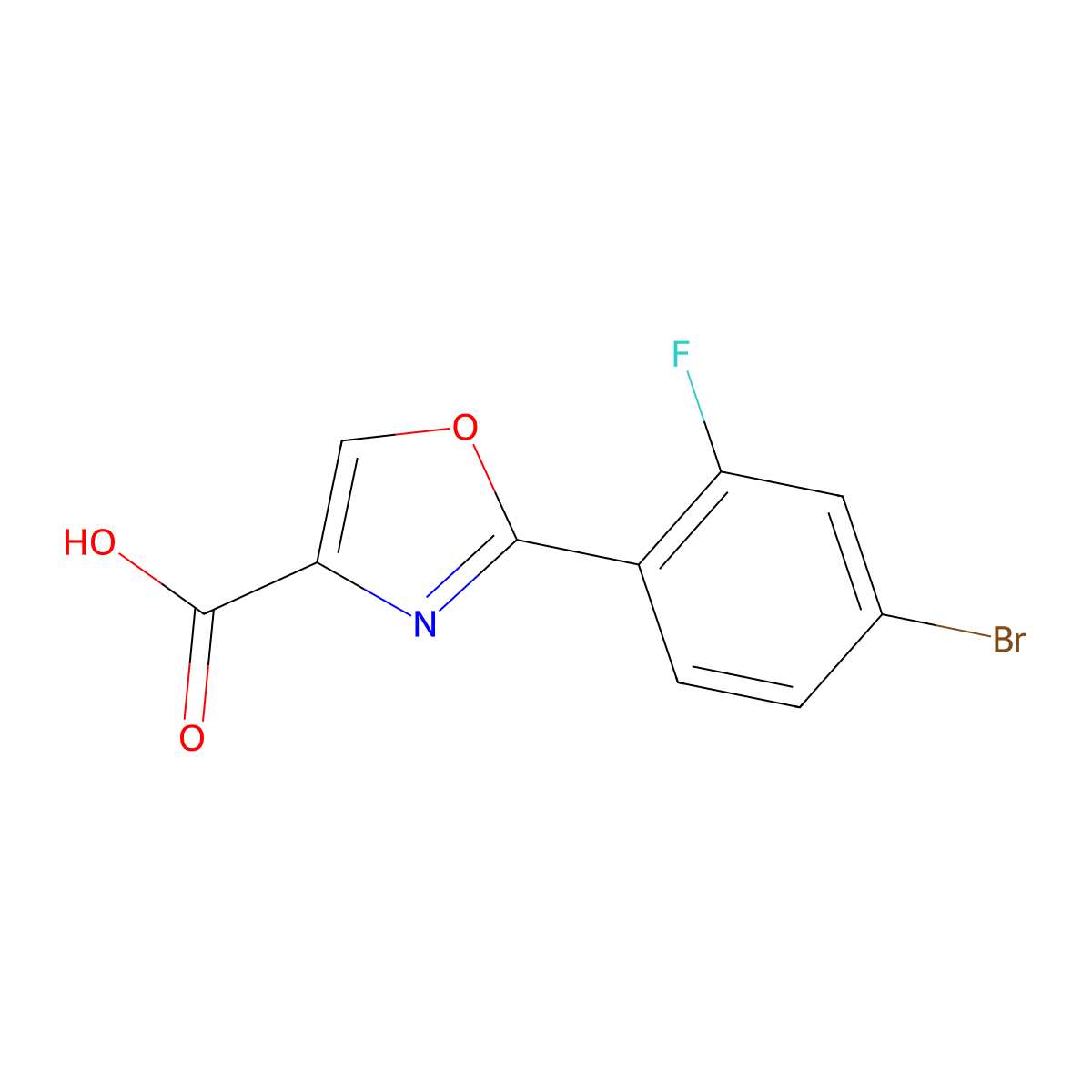 2-(4-Bromo-2-fluorophenyl)-1,3-oxazole-4-carboxylic acid molecular structure, CAS 1248449-30-0