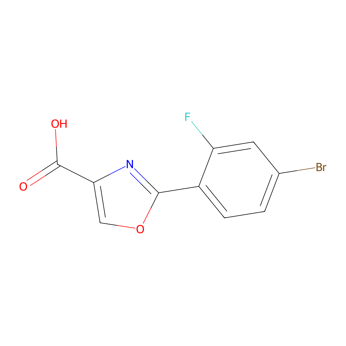 2-(4-Bromo-2-fluorophenyl)-1,3-oxazole-4-carboxylic acid molecular structure, CAS 1248449-30-0