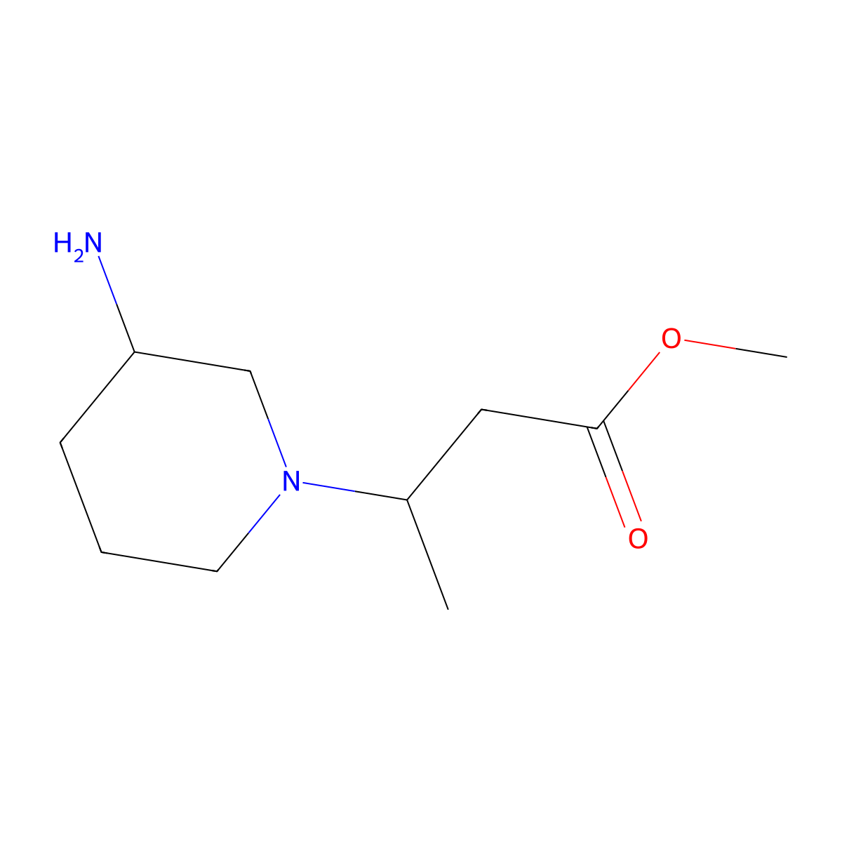 Methyl 3-(3-aminopiperidin-1-yl)butanoate molecular structure, CAS 1248455-31-3