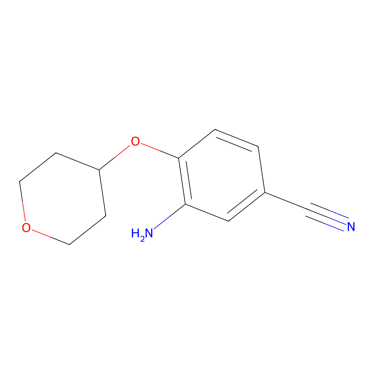 3-Amino-4-((tetrahydro-2H-pyran-4-YL)oxy)benzonitrile molecular structure, CAS 1248461-60-0
