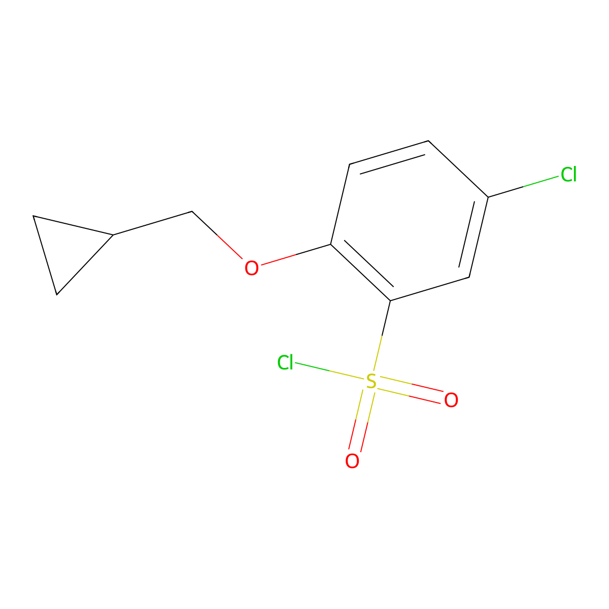 5-Chloro-2-(cyclopropylmethoxy)benzene-1-sulfonyl chloride molecular structure, CAS 1248472-51-6