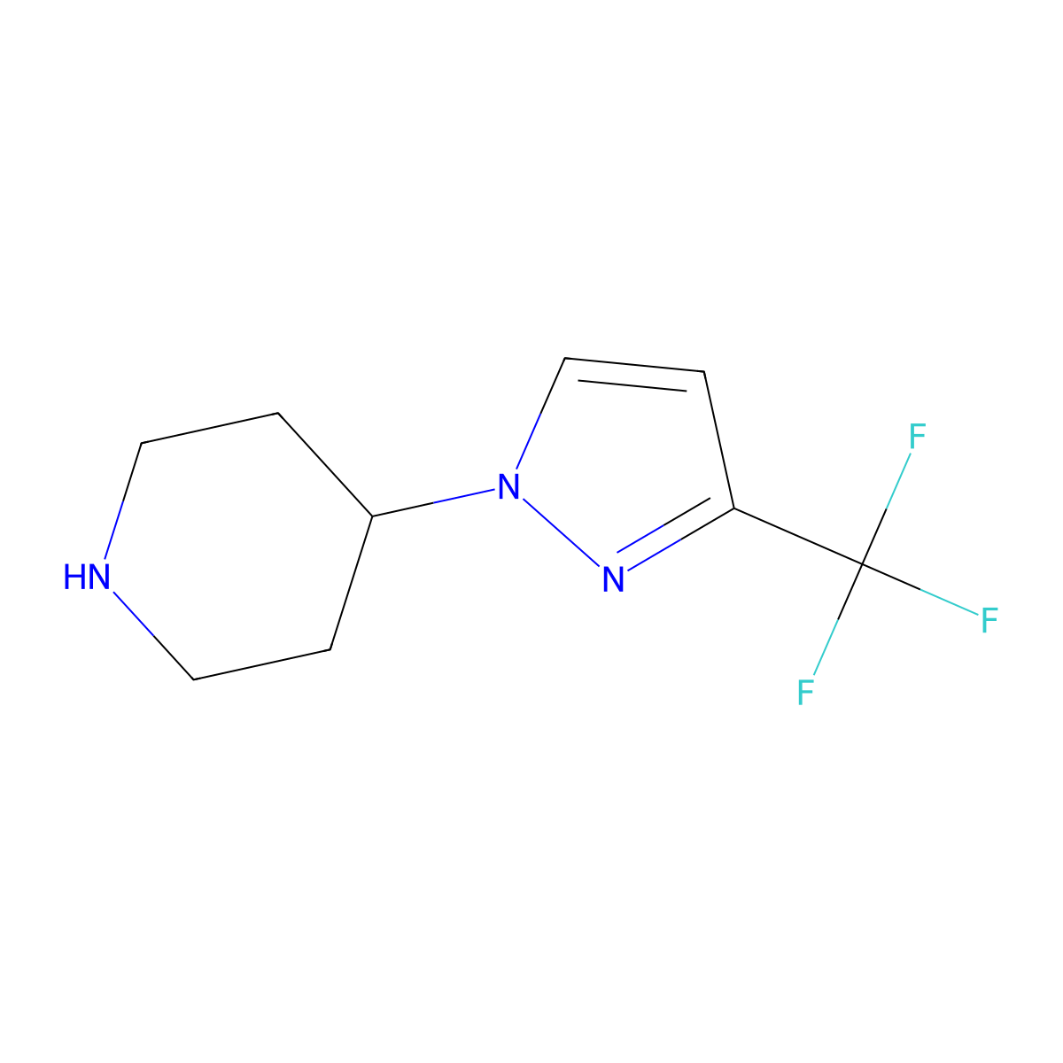 4-[3-(trifluoromethyl)-1H-pyrazol-1-yl]piperidine molecular structure, CAS 1248474-59-0