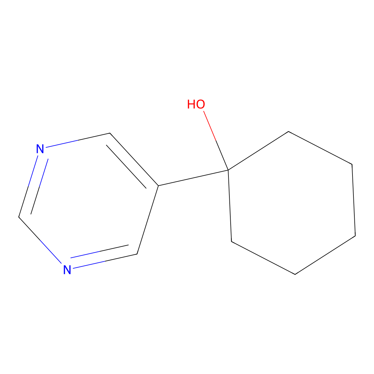 1-(Pyrimidin-5-yl)cyclohexan-1-ol molecular structure, CAS 1248479-24-4