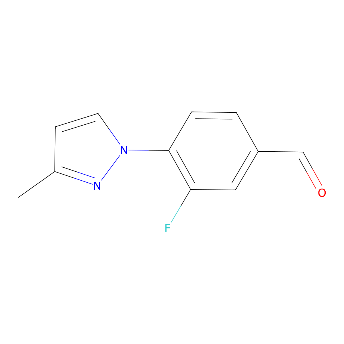3-Fluoro-4-(3-methyl-1H-pyrazol-1-yl)benzaldehyde molecular structure, CAS 1248484-02-7