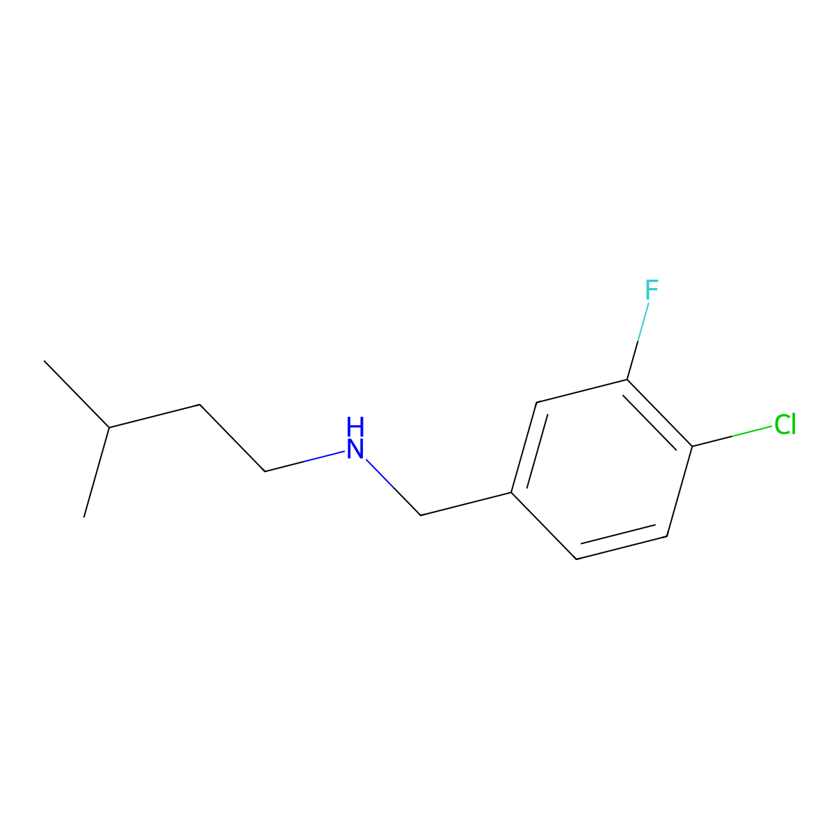 [(4-Chloro-3-fluorophenyl)methyl](3-methylbutyl)amine molecular structure, CAS 1248486-76-1