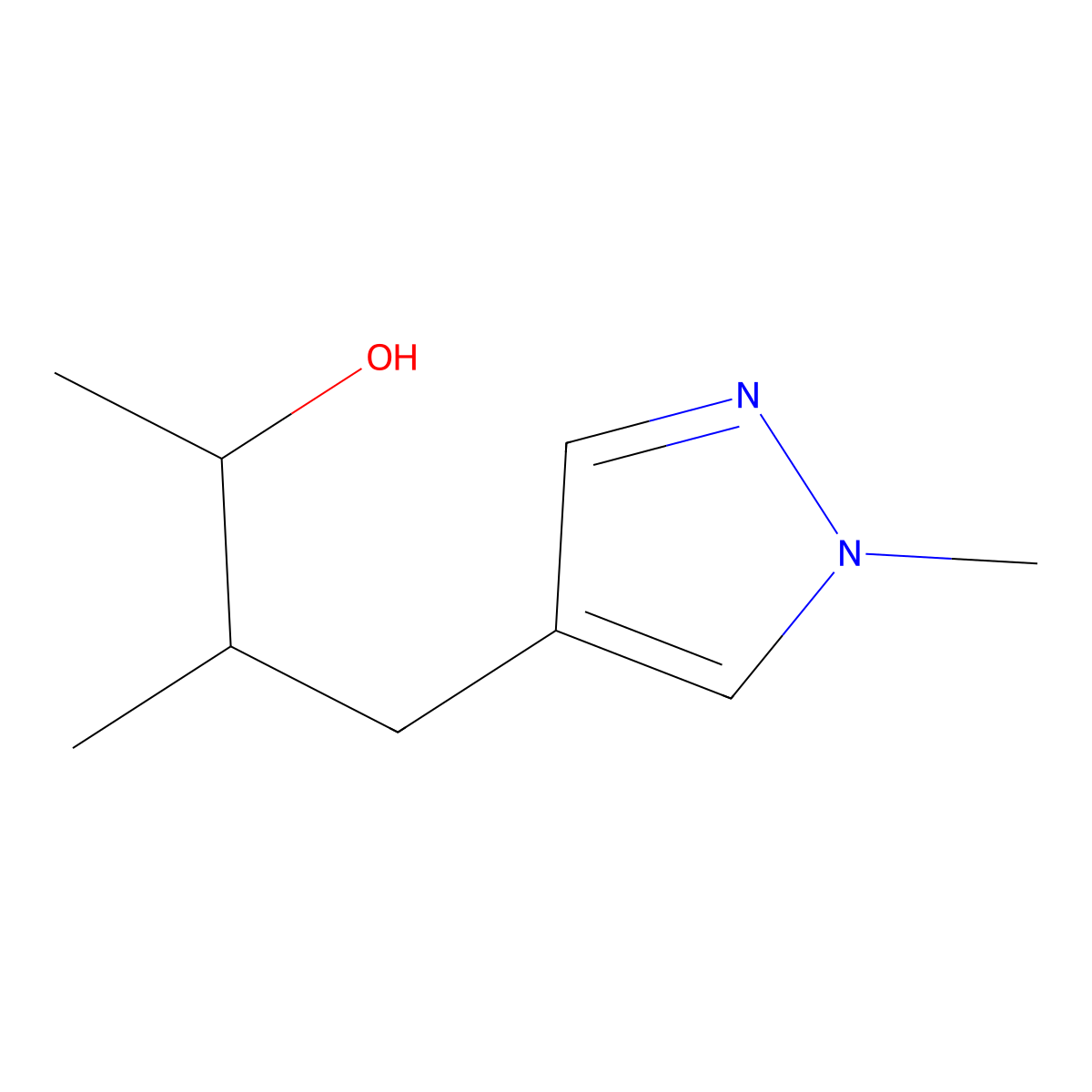 3-methyl-4-(1-methyl-1H-pyrazol-4-yl)butan-2-ol molecular structure, CAS 1248489-58-8