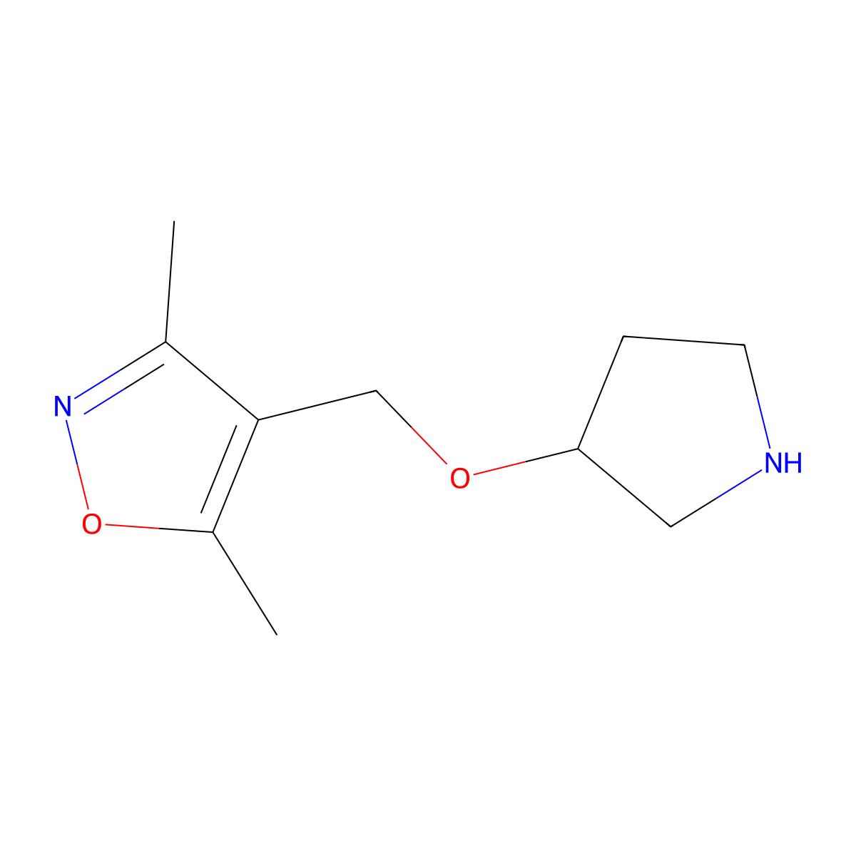 3,5-Dimethyl-4-[(pyrrolidin-3-yloxy)methyl]-1,2-oxazole molecular structure, CAS 1248491-43-1