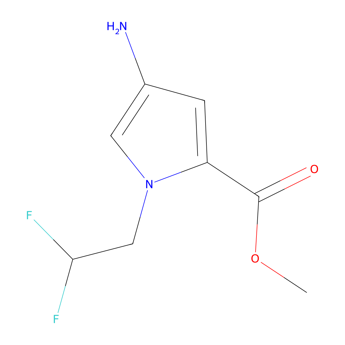 Methyl 4-amino-1-(2,2-difluoroethyl)-1h-pyrrole-2-carboxylate molecular structure, CAS 1248493-36-8