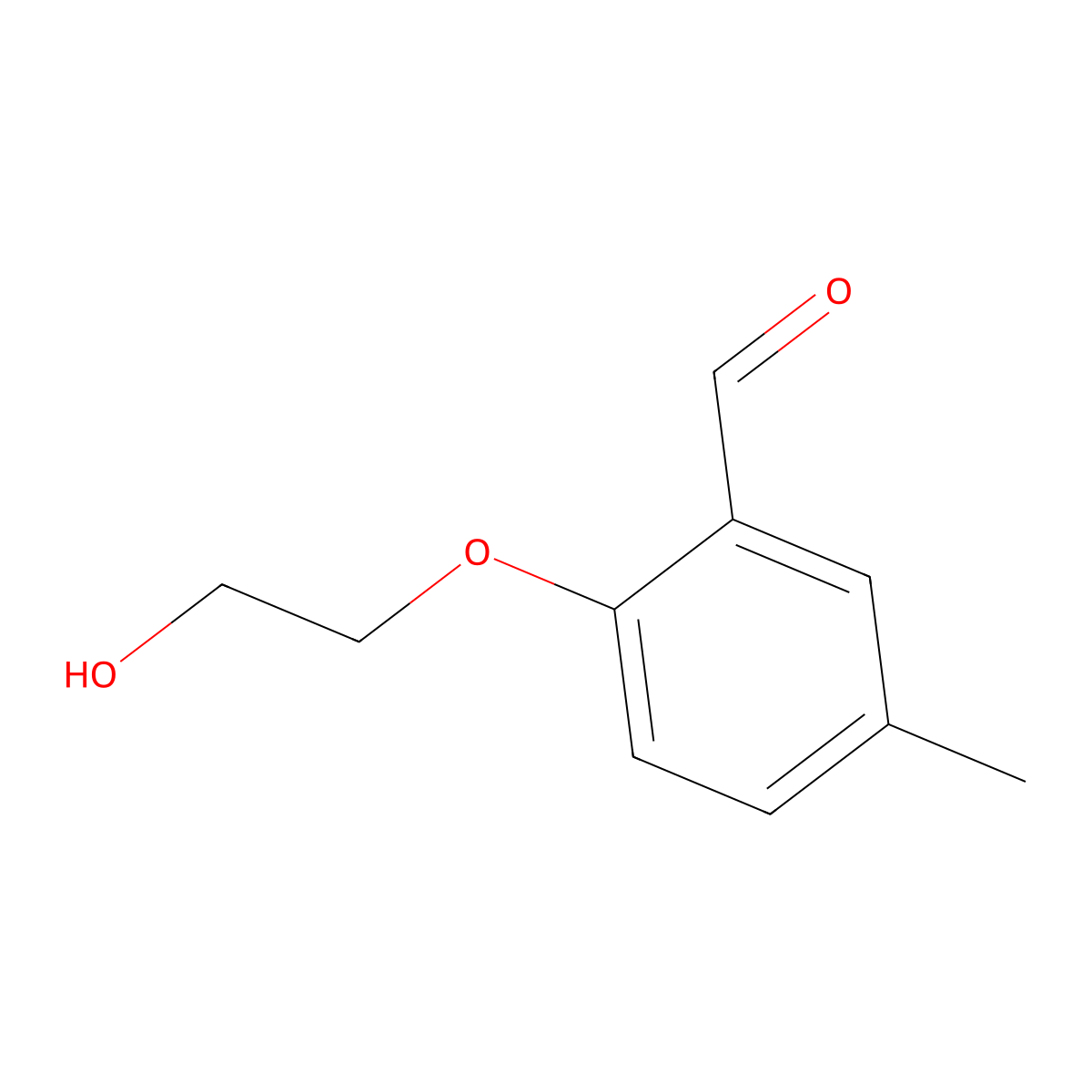 2-(2-Hydroxyethoxy)-5-methylbenzaldehyde molecular structure, CAS 1248498-39-6