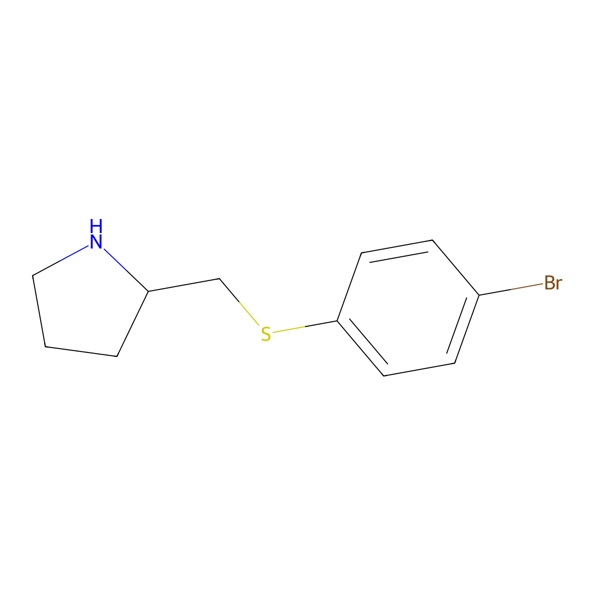 2-{[(4-Bromophenyl)sulfanyl]methyl}pyrrolidine molecular structure, CAS 1248501-25-8