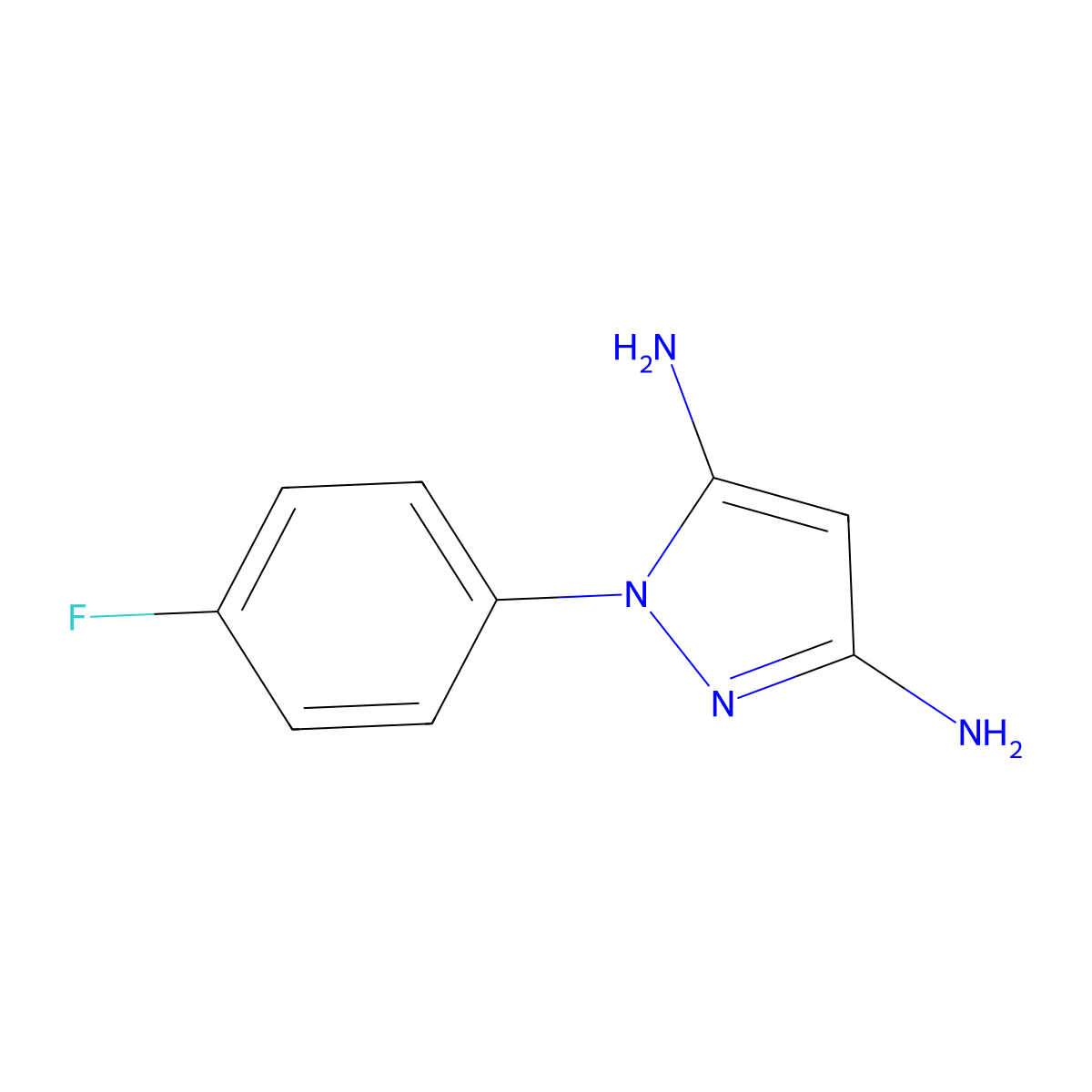 1-(4-fluorophenyl)-1H-pyrazole-3,5-diamine molecular structure, CAS 1248501-80-5