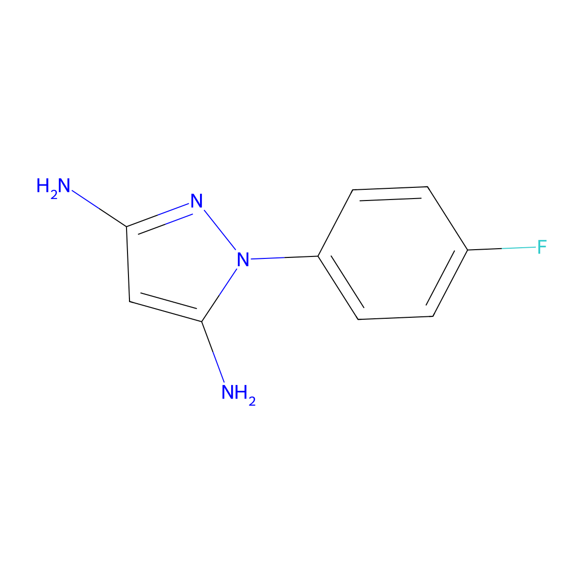 1-(4-fluorophenyl)-1H-pyrazole-3,5-diamine molecular structure, CAS 1248501-80-5