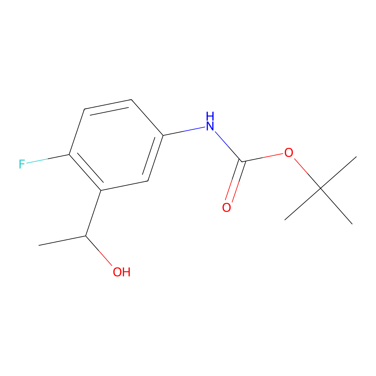 tert-butyl N-[4-fluoro-3-(1-hydroxyethyl)phenyl]carbamate molecular structure, CAS 1248503-98-1