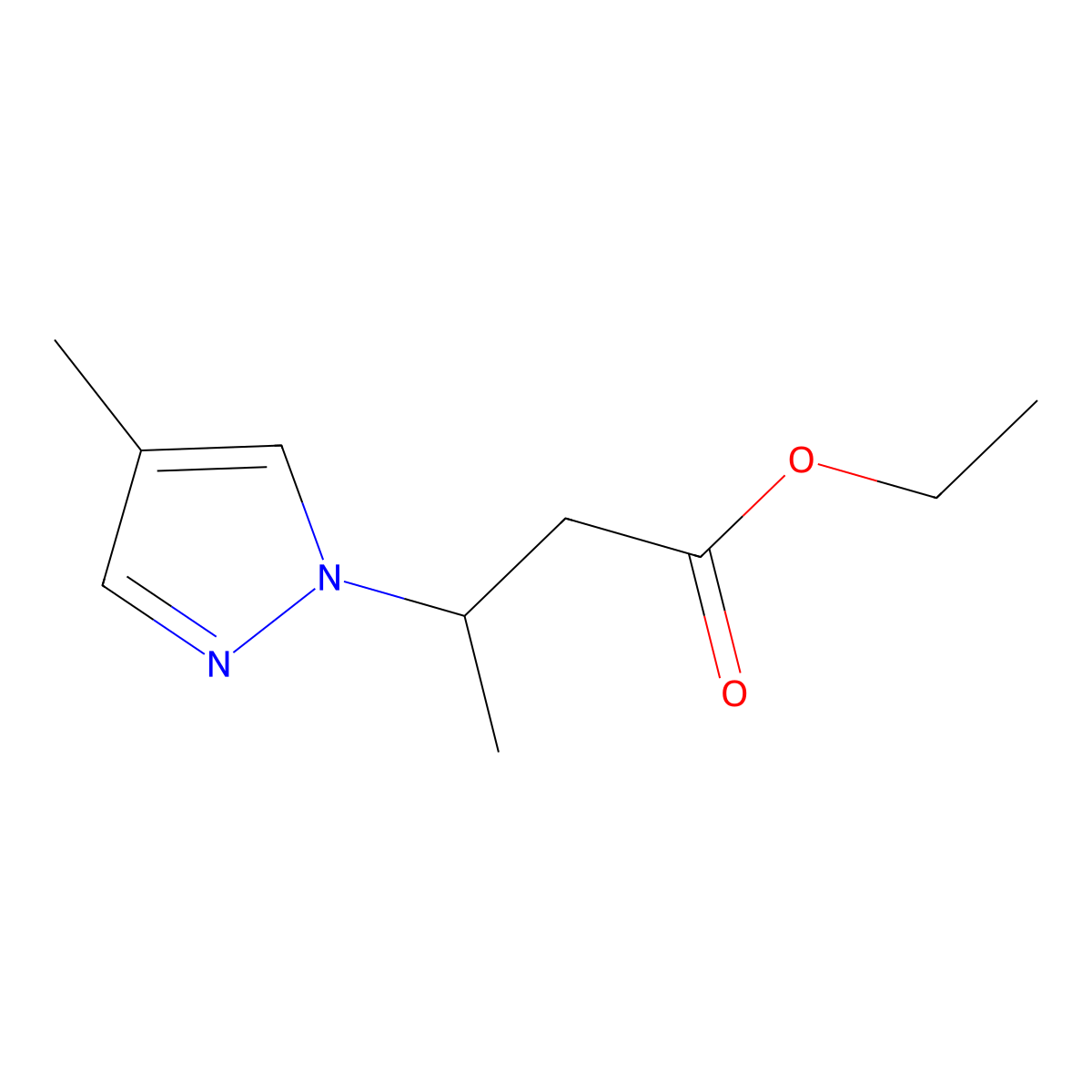 Ethyl 3-(4-methyl-1H-pyrazol-1-yl)butanoate molecular structure, CAS 1248510-39-5