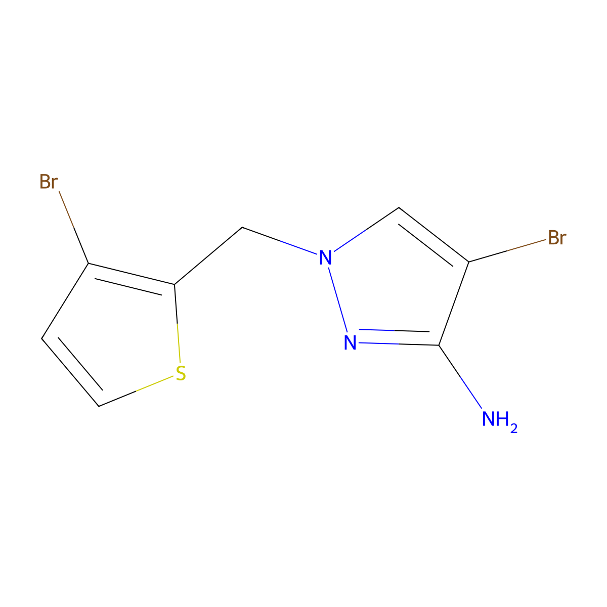 4-Bromo-1-[(3-bromothiophen-2-YL)methyl]-1H-pyrazol-3-amine molecular structure, CAS 1248512-97-1