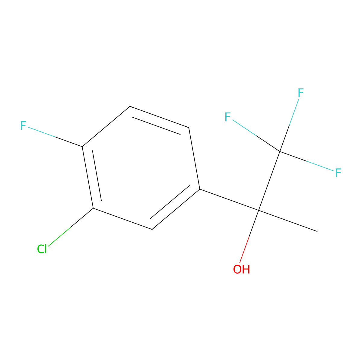 2-(3-Chloro-4-fluorophenyl)-1,1,1-trifluoropropan-2-ol molecular structure, CAS 1248514-58-0