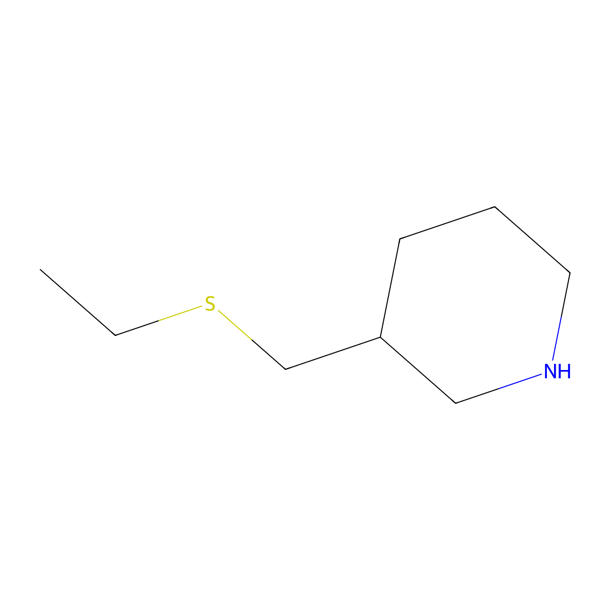 3-[(Ethylsulfanyl)methyl]piperidine molecular structure, CAS 1248515-68-5