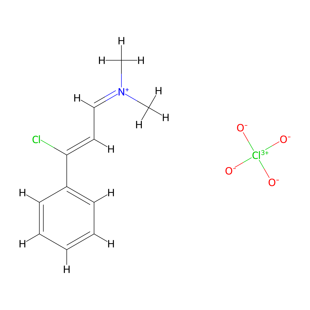 [(2Z)-3-Chloro-3-phenylprop-2-EN-1-ylidene]dimethylazanium perchlorate molecular structure, CAS 124852-48-8