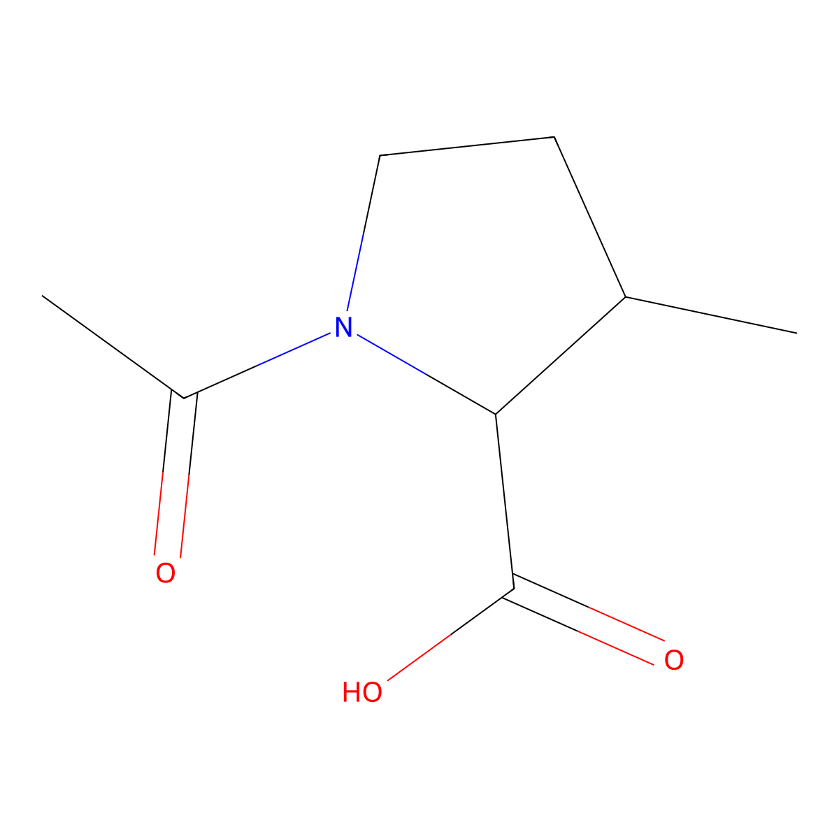1-Acetyl-3-methylpyrrolidine-2-carboxylic acid molecular structure, CAS 1248550-79-9