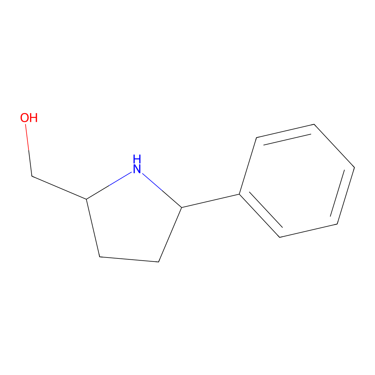 5-Phenyl-2-pyrrolidinemethanol molecular structure, CAS 1248551-35-0