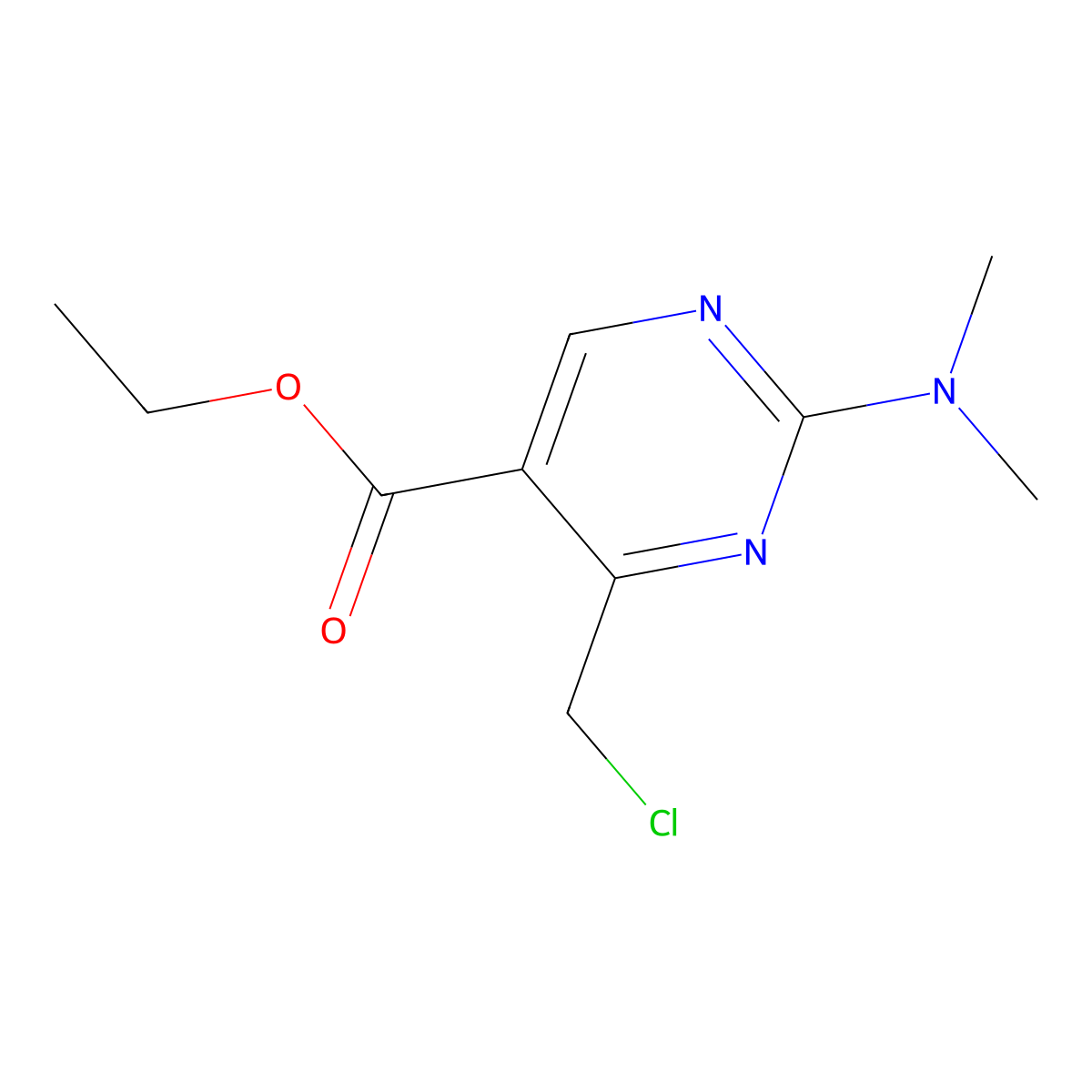 Ethyl 4-(chloromethyl)-2-(dimethylamino)pyrimidine-5-carboxylate molecular structure, CAS 1248551-49-6