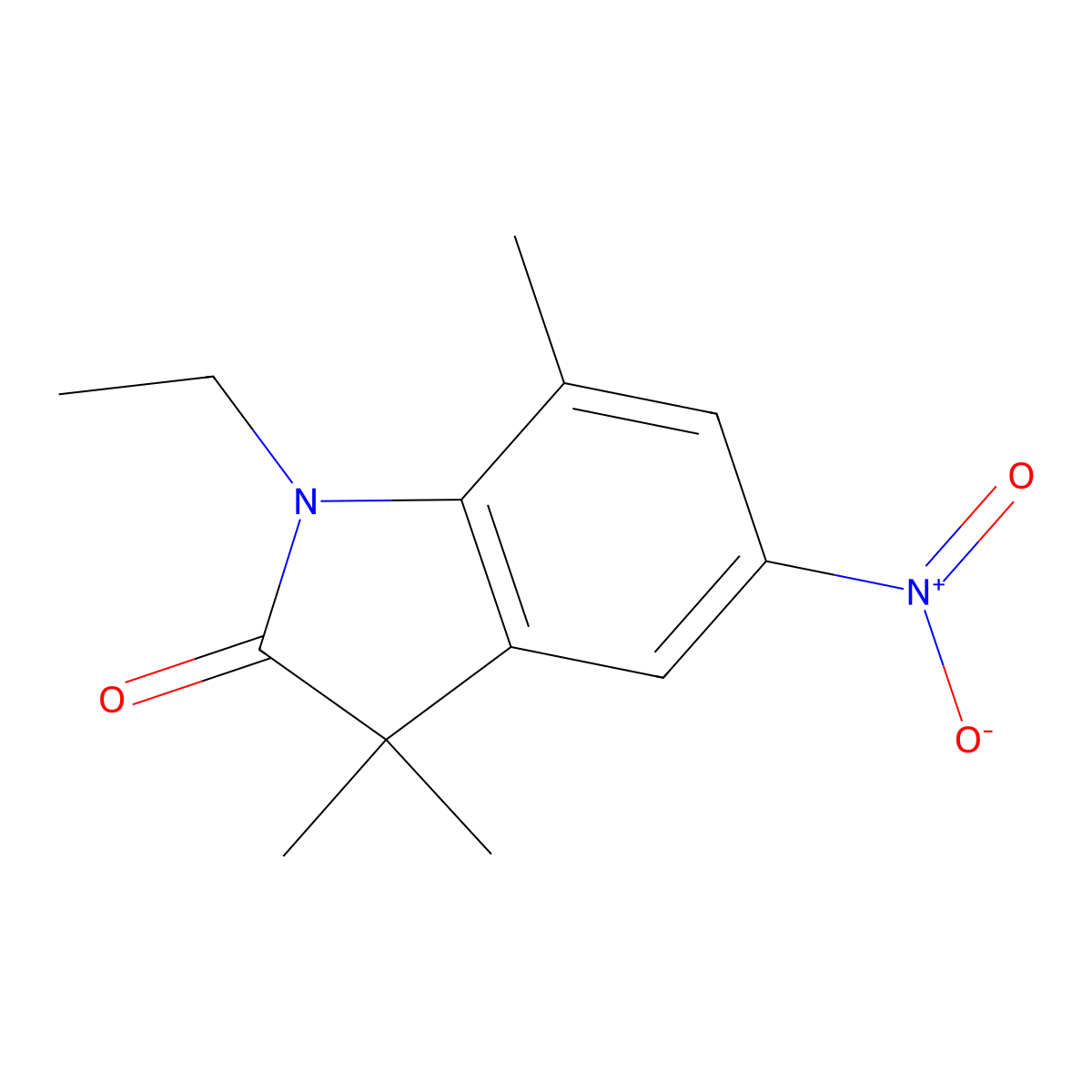 1-Ethyl-3,3,7-trimethyl-5-nitro-1,3-dihydro-2H-indol-2-one molecular structure, CAS 1248559-59-2