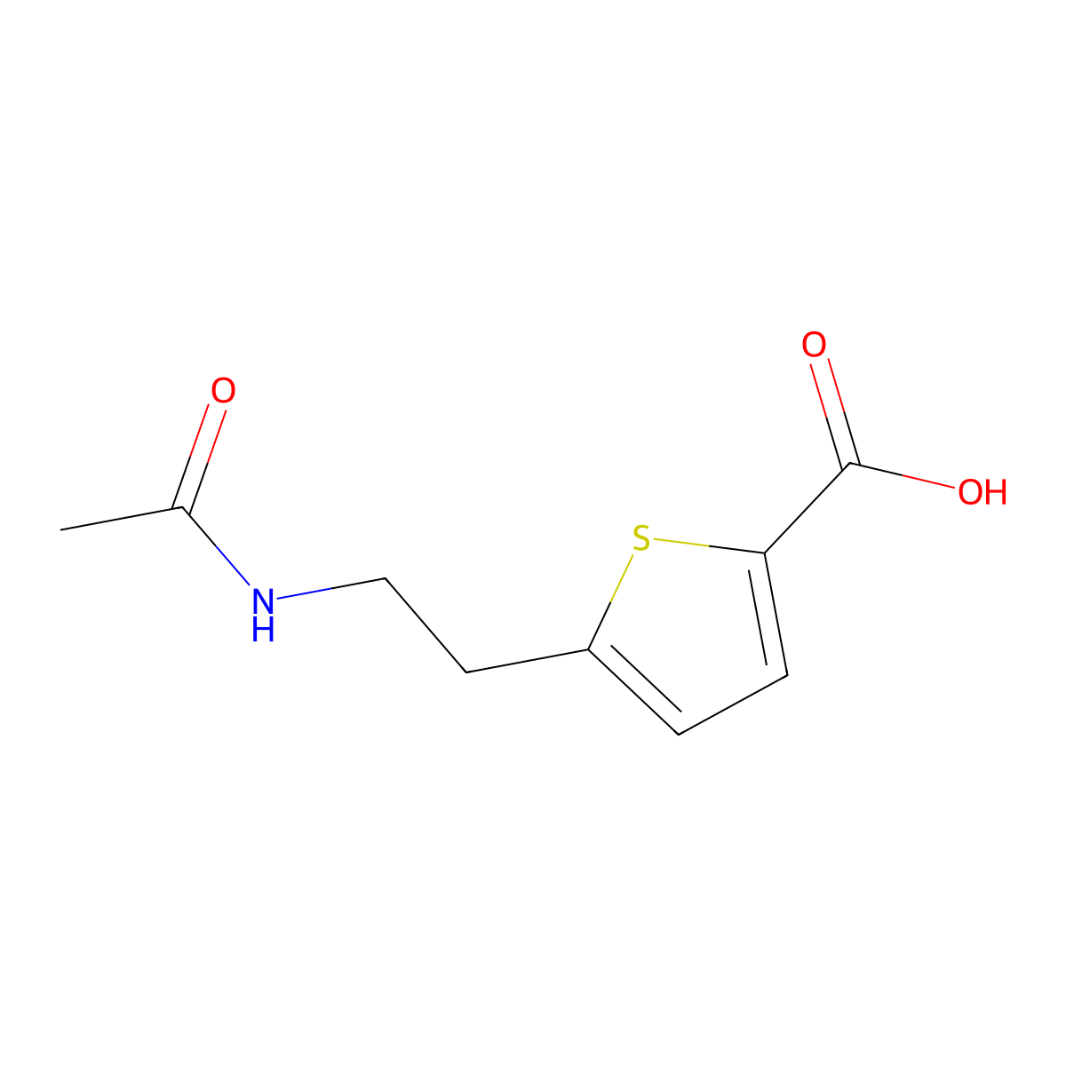 5-(2-Acetamidoethyl)thiophene-2-carboxylic acid molecular structure, CAS 1248562-58-4