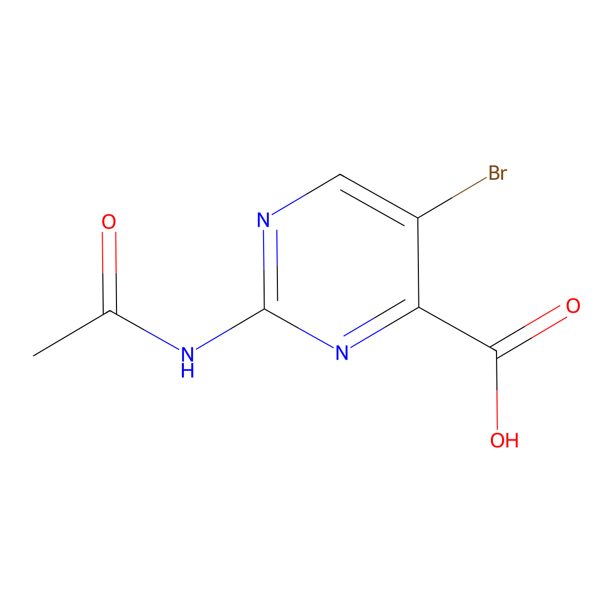5-Bromo-2-acetamidopyrimidine-4-carboxylic acid molecular structure, CAS 1248562-62-0