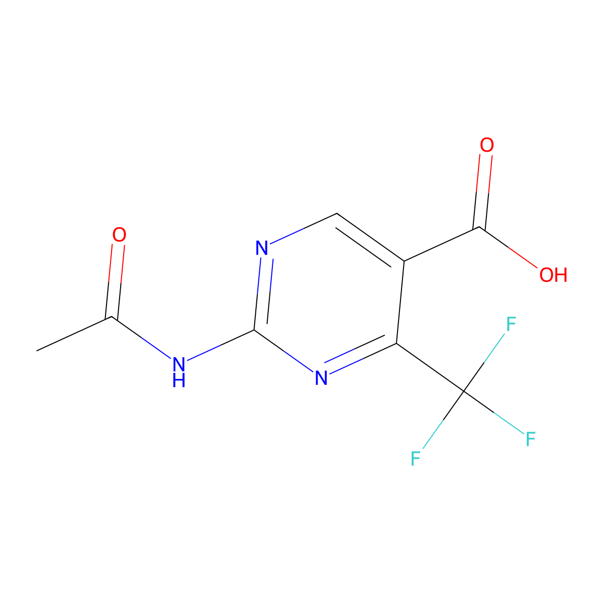 2-Acetamido-4-(trifluoromethyl)pyrimidine-5-carboxylic acid molecular structure, CAS 1248563-51-0