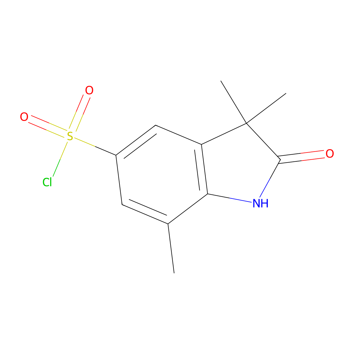 3,3,7-Trimethyl-2-oxo-indoline-5-sulfonyl chloride molecular structure, CAS 1248566-00-8
