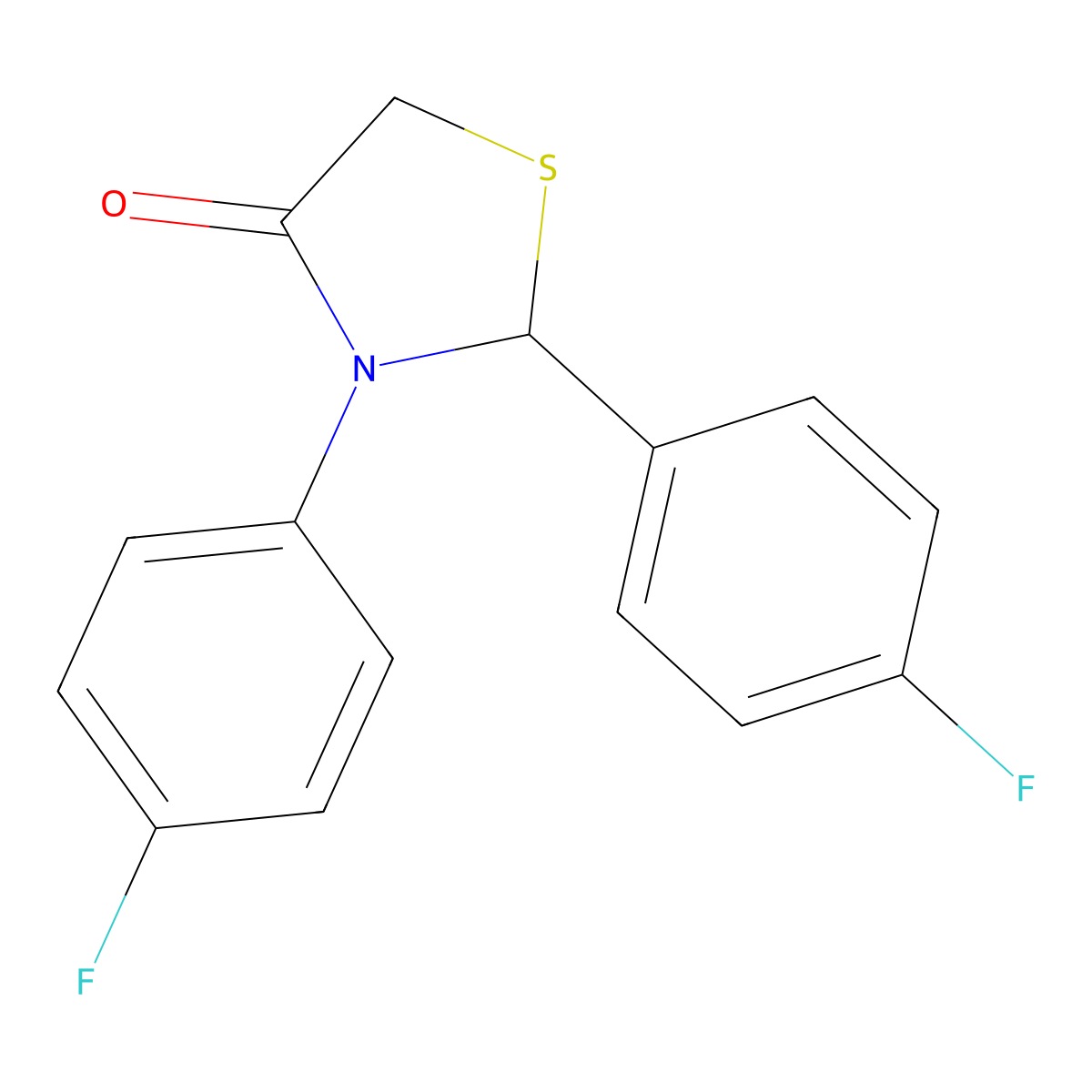 2,3-Bis(4-fluorophenyl)-1,3-thiazolidin-4-one molecular structure, CAS 124857-53-0