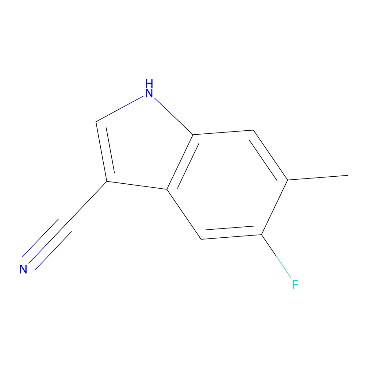 5-fluoro-6-methyl-1H-indole-3-carbonitrile molecular structure, CAS 1248585-34-3